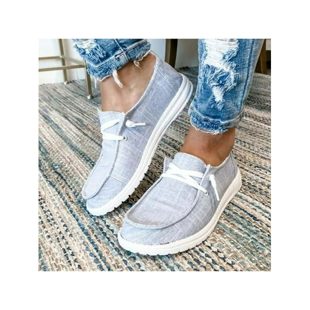 Womens Slip-on Loafer Rock Band Decor Fashion Sneaker Casual Flat Walking Shoes Canvas 
